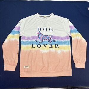 Simply Southern‎ Dog Lover Sweatshirt Women's L Tie Dye Lightweight Dog Mom NEW
